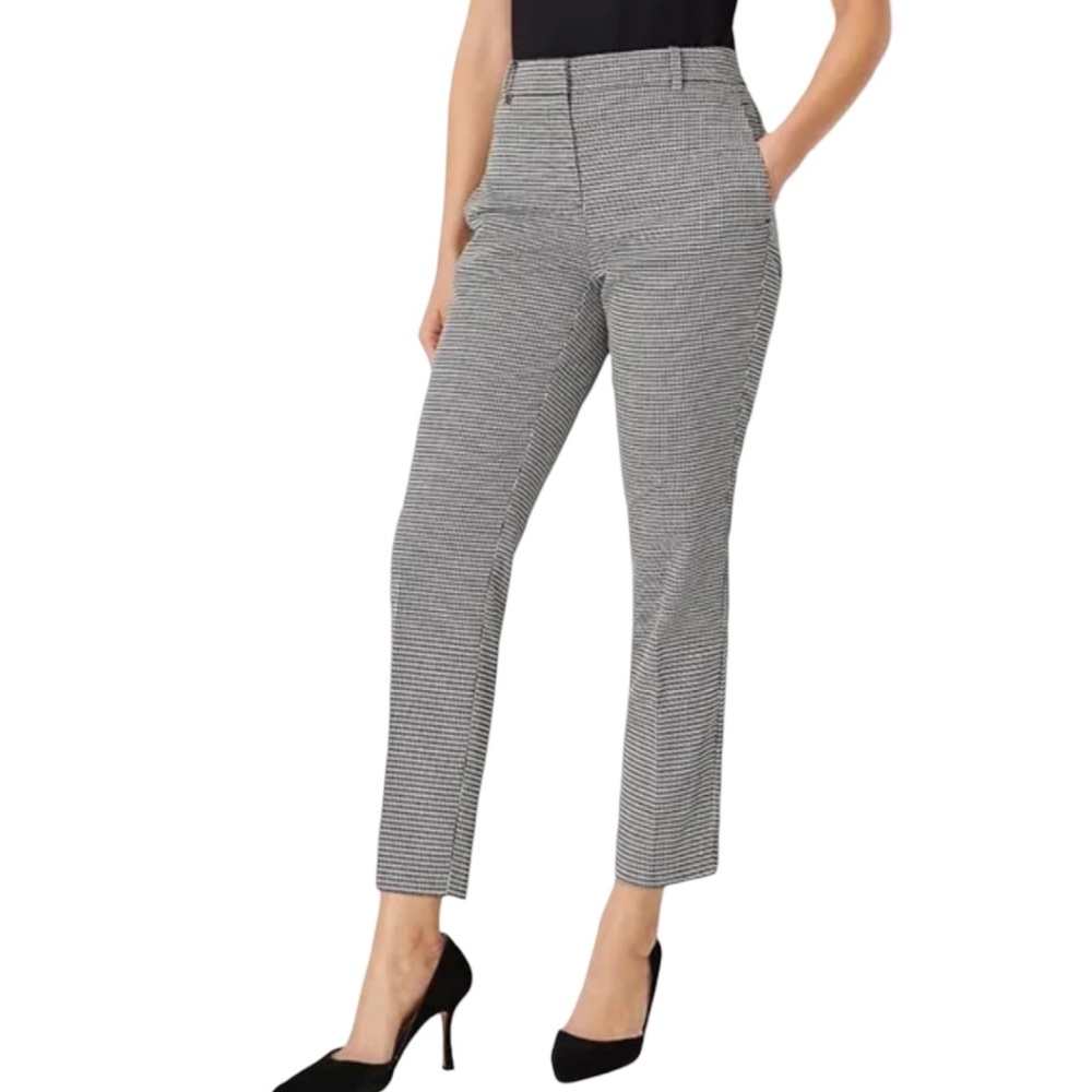 Ann Taylor Black Houndstooth Slim Ankle Pants